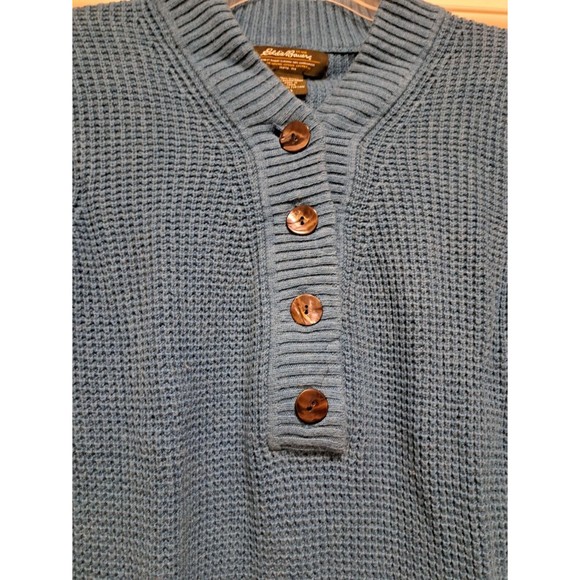 EDDIE BAUER 4 Button Knit Pullover Sweater Womens Size Large Blue - Picture 3 of 6